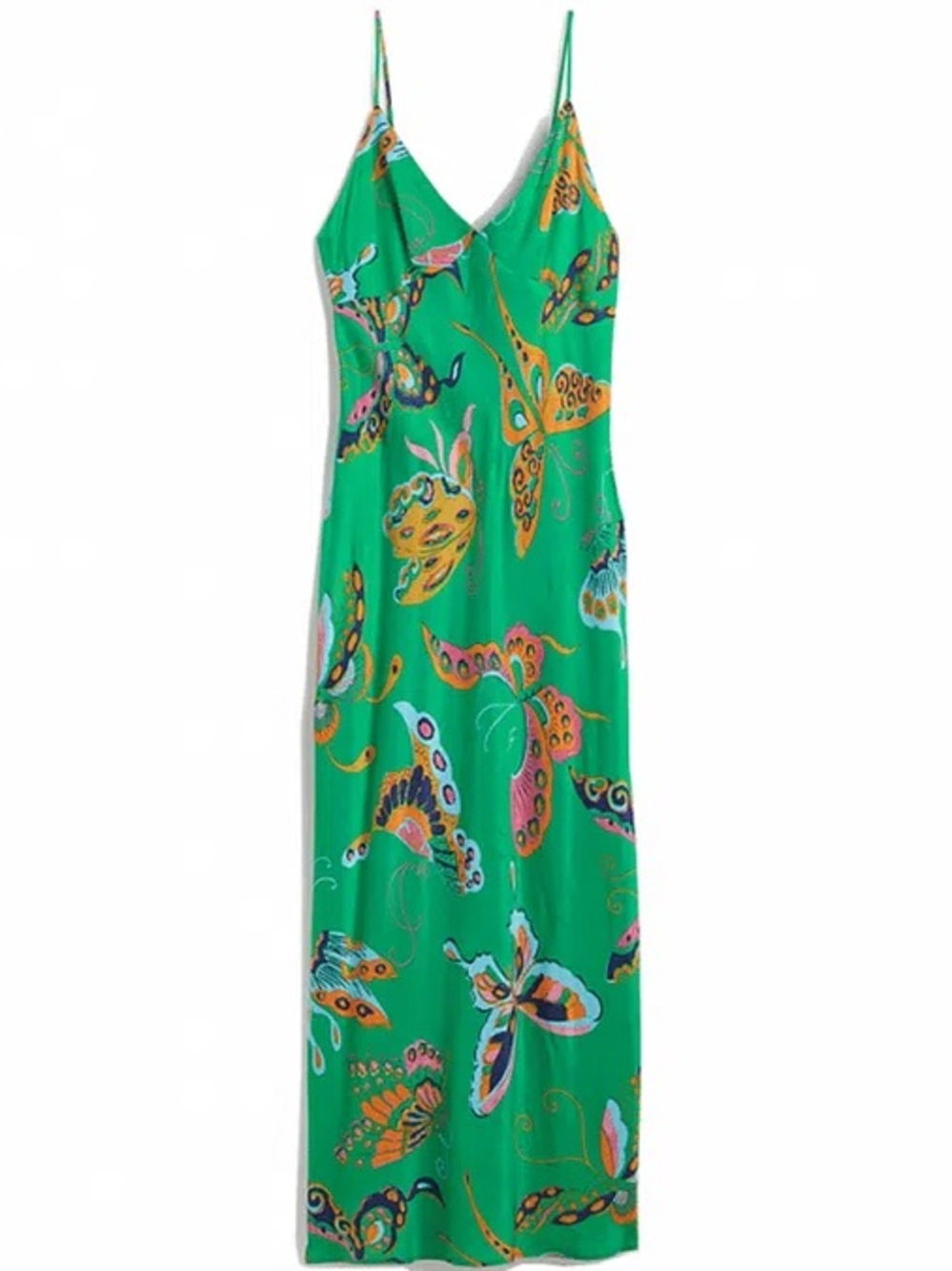 H&M Green Butterfly-Print Maxi Slip Dress